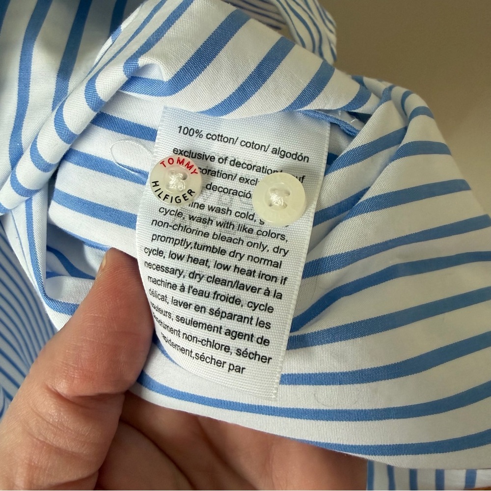 Tommy Hilfiger Women’s Cabana Striped Pleat-Back 100% Cotton Shirt XL - Picture 12 of 15